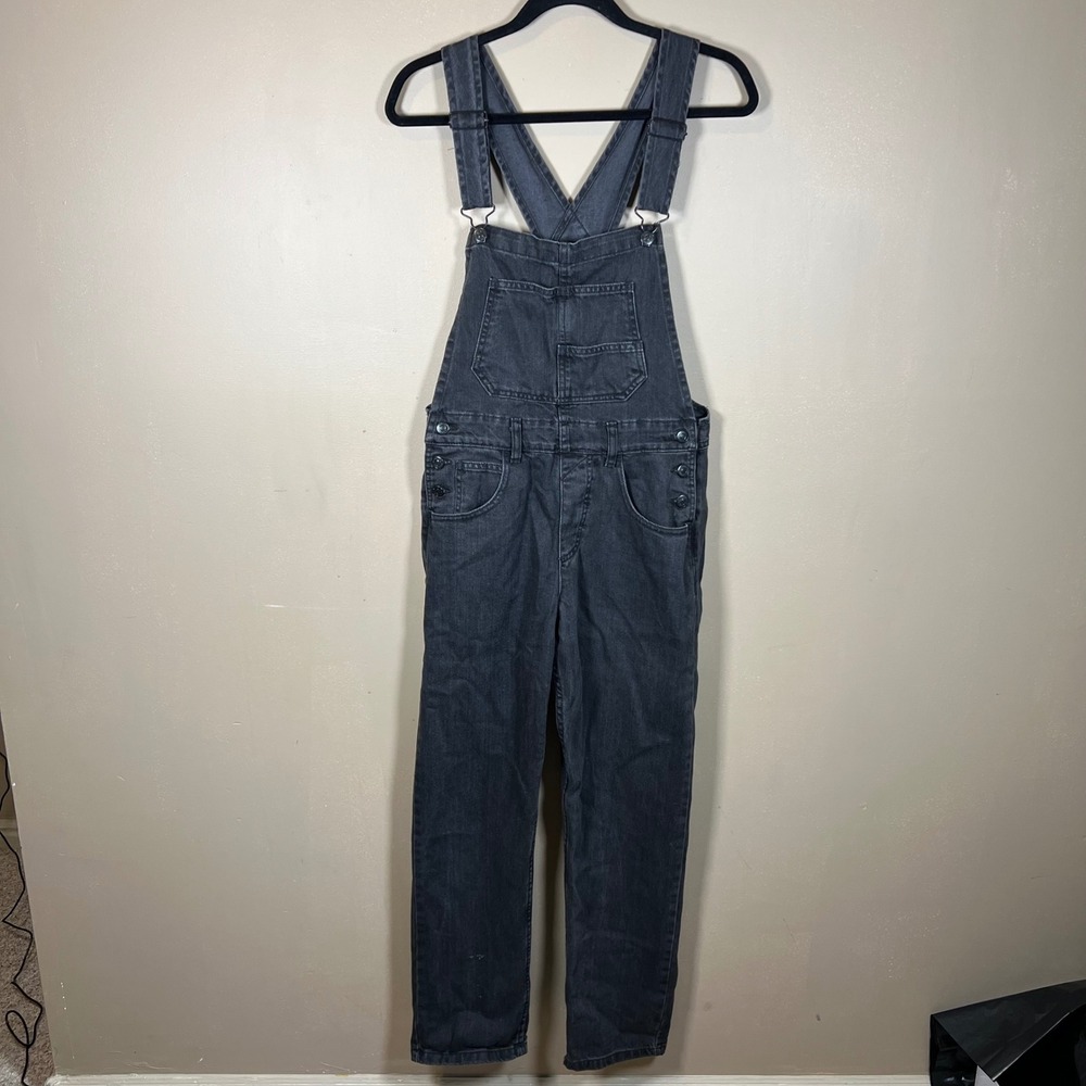 We‎ The Free Free People Black Denim Overalls Straight Leg XS OB1194412